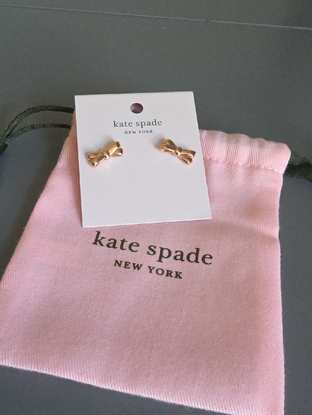 KATE SPADE New York Rose Gold Double Bow Stud Earrings With Duat Bag